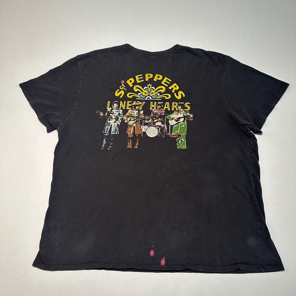 Junk Food‎ Beatles T-Shirt Men's XXL Black St. Peppers Lonely Hearts Distressed